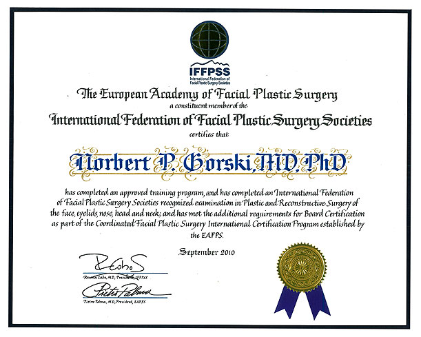 Certyfikat IFFPSS - Dr Norbert Górski